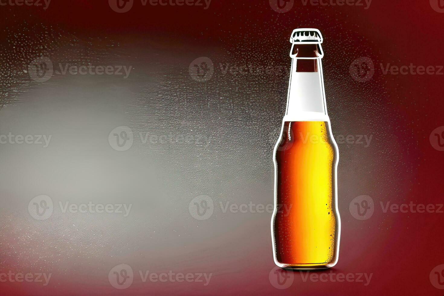 Closeup of a Cold Bottle of Lager on Dark Background photo