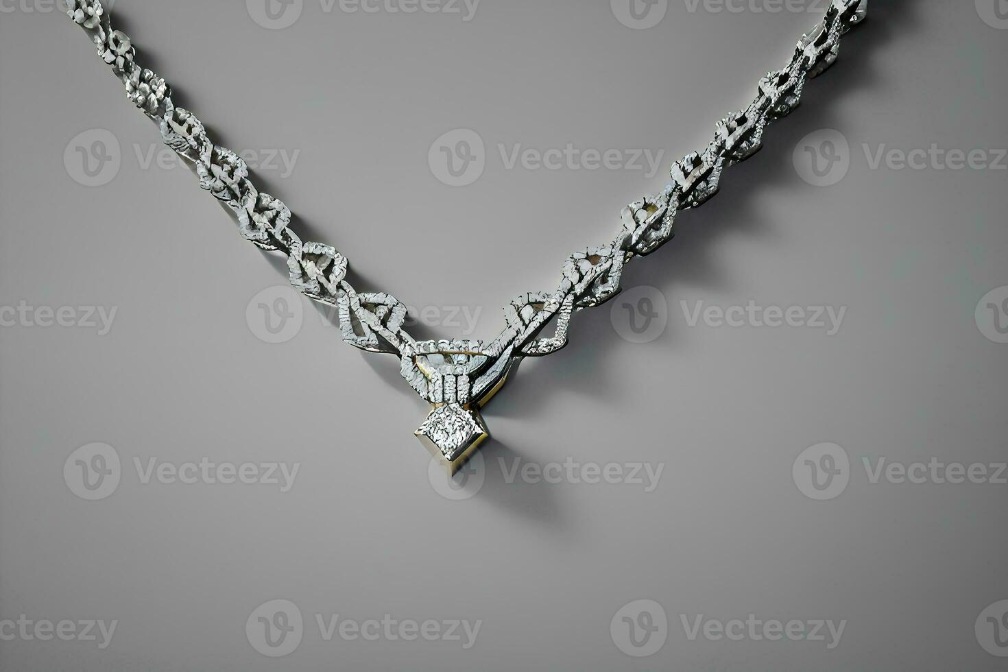 elegante diamante cadena collar en blanco oro foto