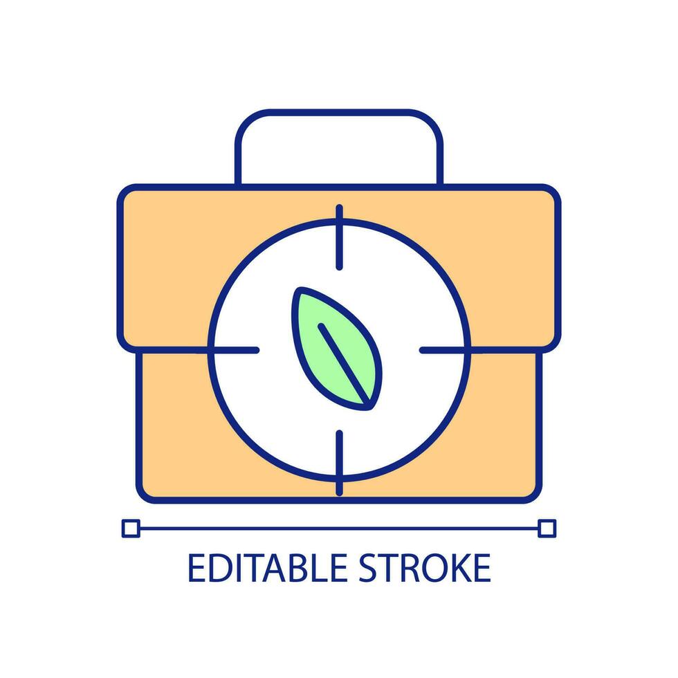 Eco-friendly brand RGB color icon. Green business model. Sustainable company. Environmental values. Isolated vector illustration. Simple filled line drawing. Editable stroke
