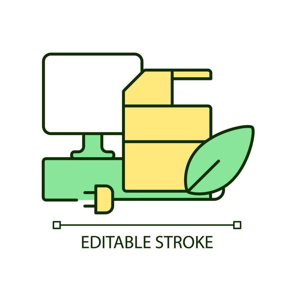 Save electricity RGB color icon. Unplug devices. Reduce power usage. Sustainable energy consumption. Isolated vector illustration. Simple filled line drawing. Editable stroke