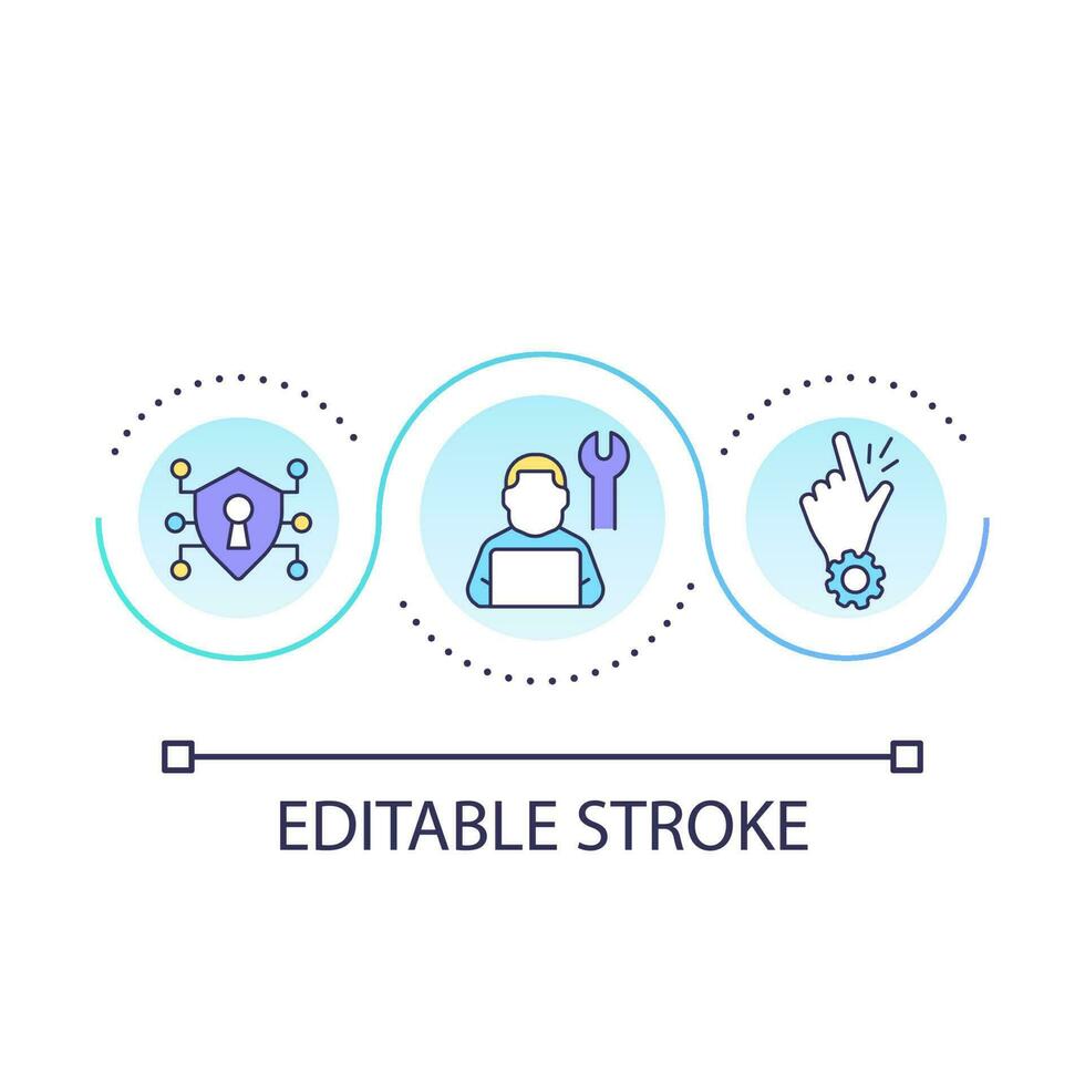 Data analyst loop concept icon. Repair service. Digital security optimization. Set up access abstract idea thin line illustration. Isolated outline drawing. Editable stroke vector