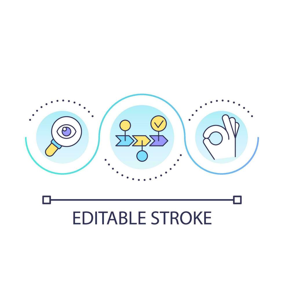 Analyze workflow loop concept icon. Business optimization. Develop strategy. Audit work process abstract idea thin line illustration. Isolated outline drawing. Editable stroke vector