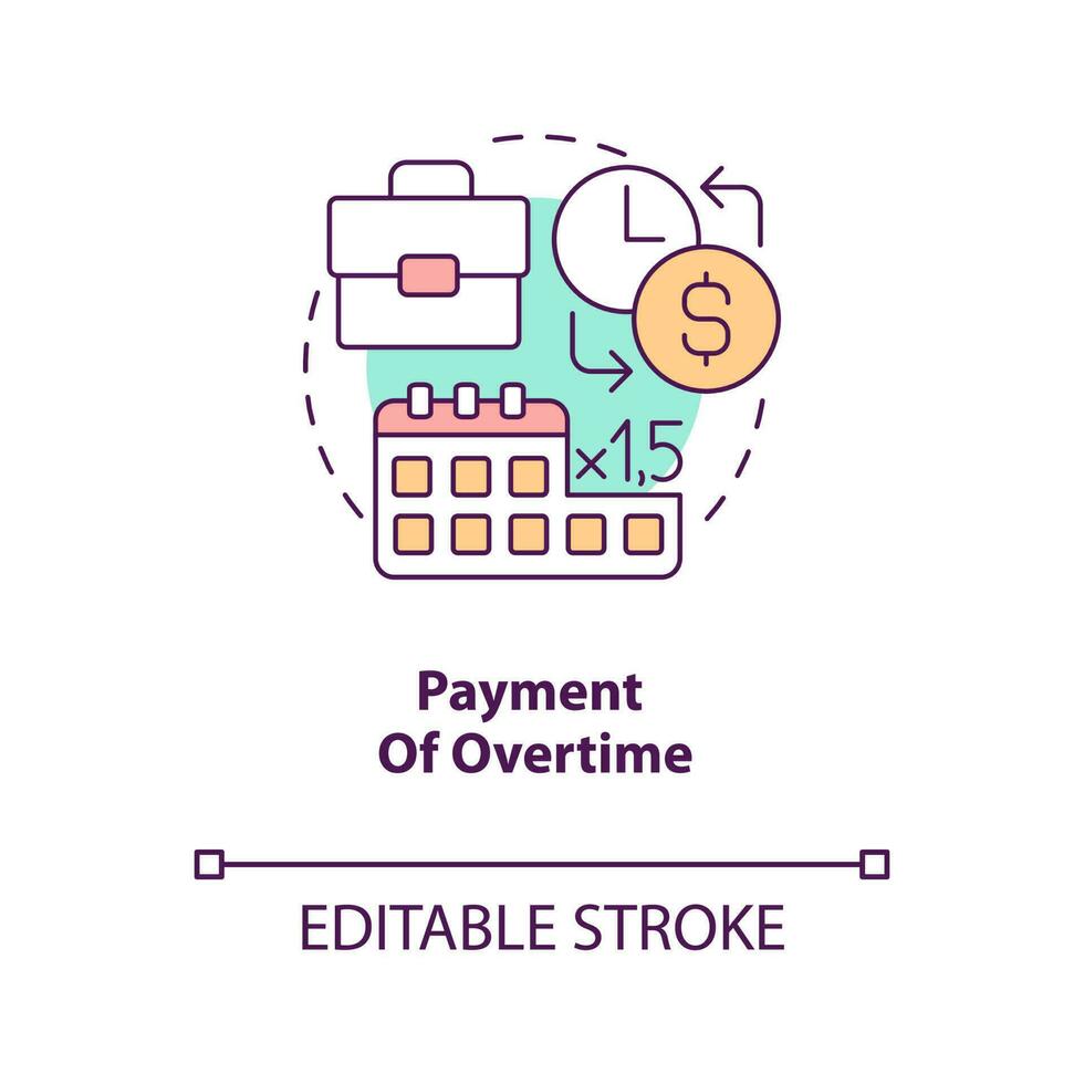 Payment of overtime concept icon. Employee grievances on wage issue abstract idea thin line illustration. Isolated outline drawing. Editable stroke vector