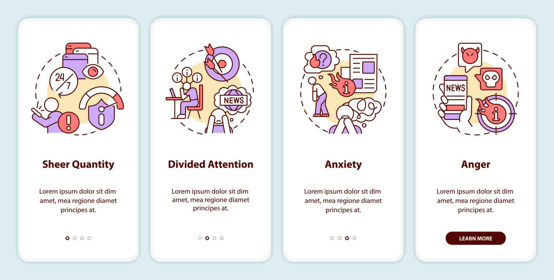 borrachera leyendo Noticias problemas inducción móvil aplicación pantalla. recorrido 4 4 pasos editable gráfico instrucciones con lineal conceptos. ui, ux, gui modelo vector