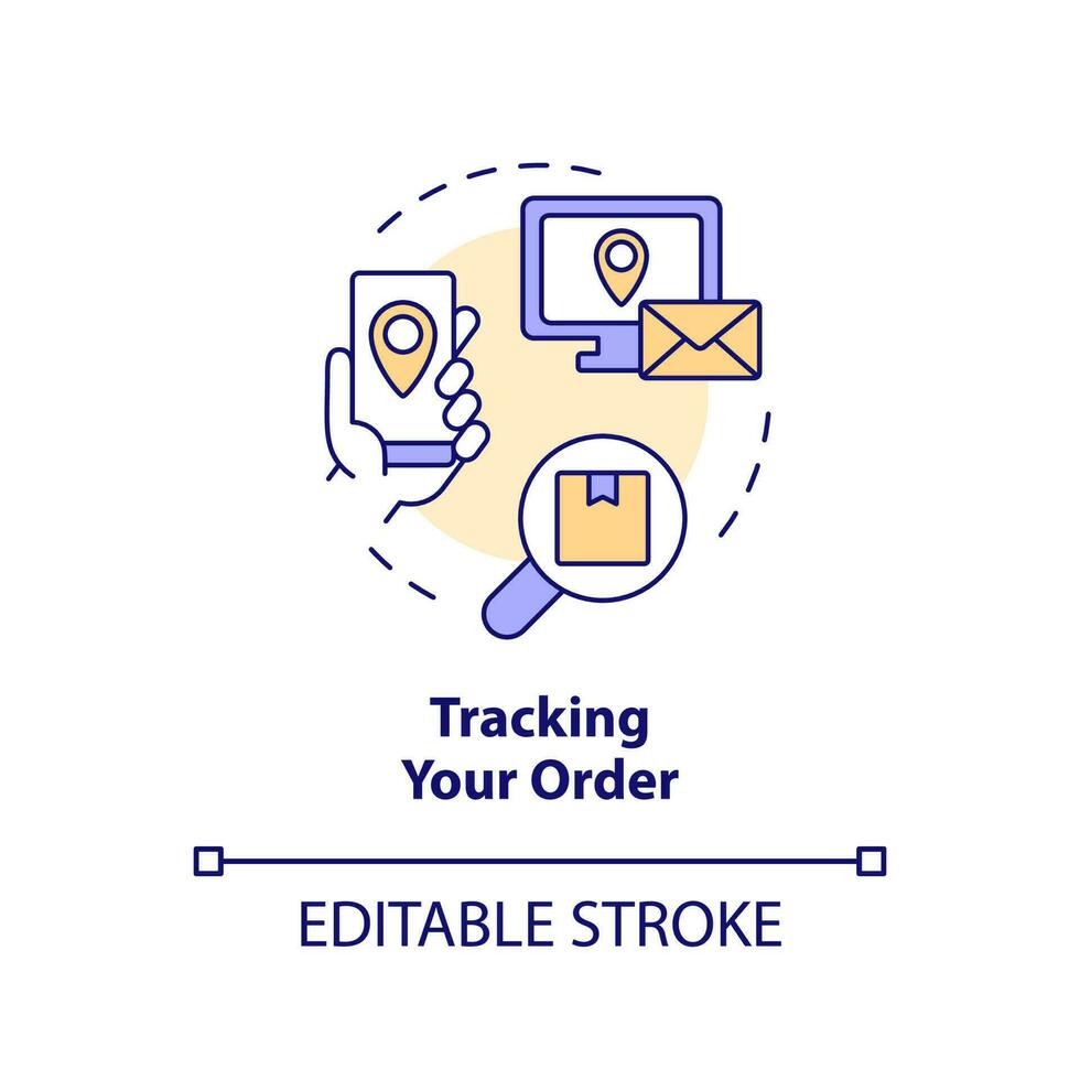 Tracking your order concept icon. Distance parcel monitoring. Delivery management abstract idea thin line illustration. Isolated outline drawing. Editable stroke vector