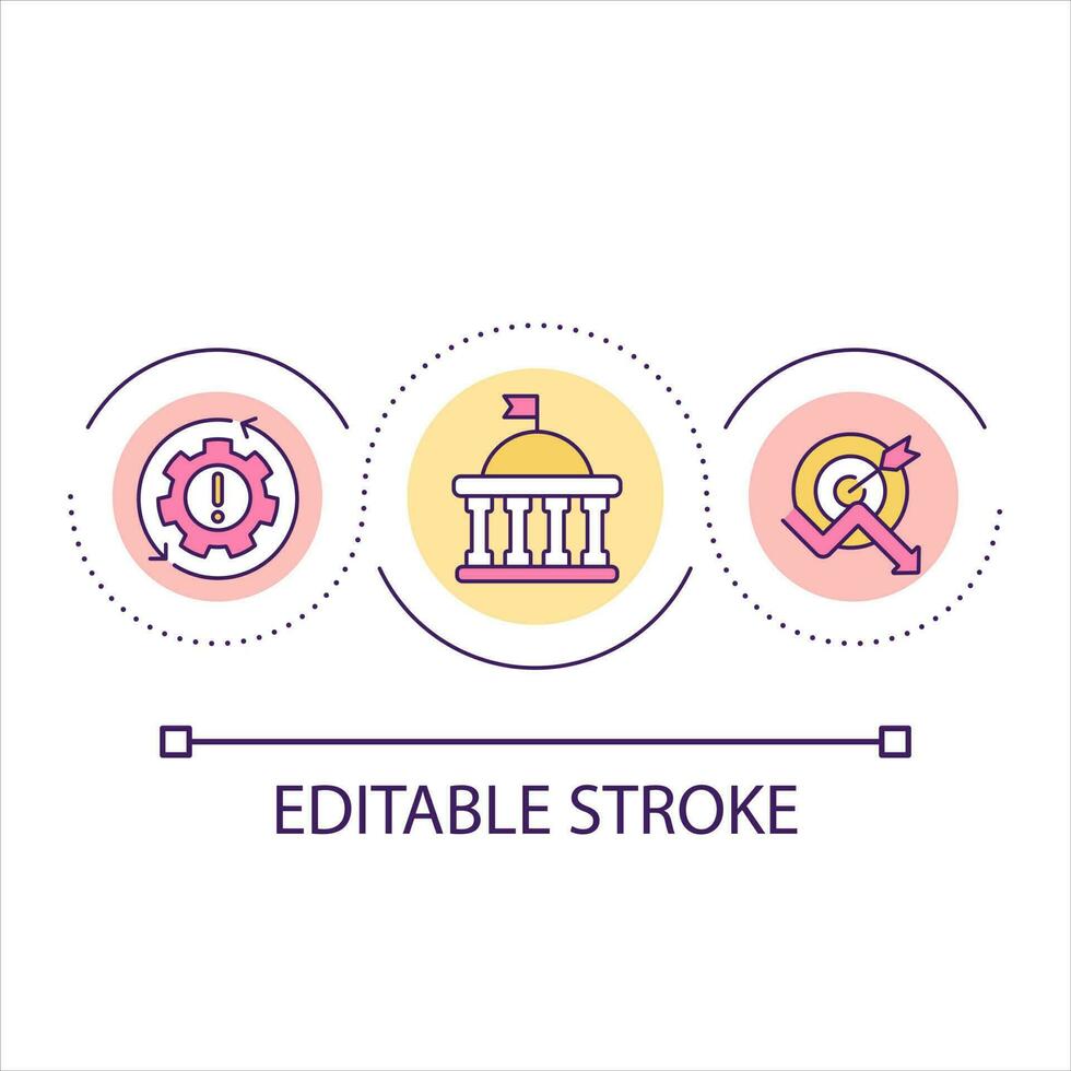 Government trust issue loop concept icon. Weak democracy institute. Public policy problem abstract idea thin line illustration. Isolated outline drawing. Editable stroke vector