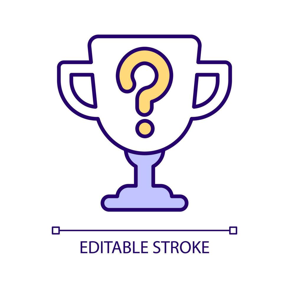 Unknown prize RGB color icon. Undefined winner. Competition surprise. Mystery reward. Predict result. Isolated vector illustration. Simple filled line drawing. Editable stroke