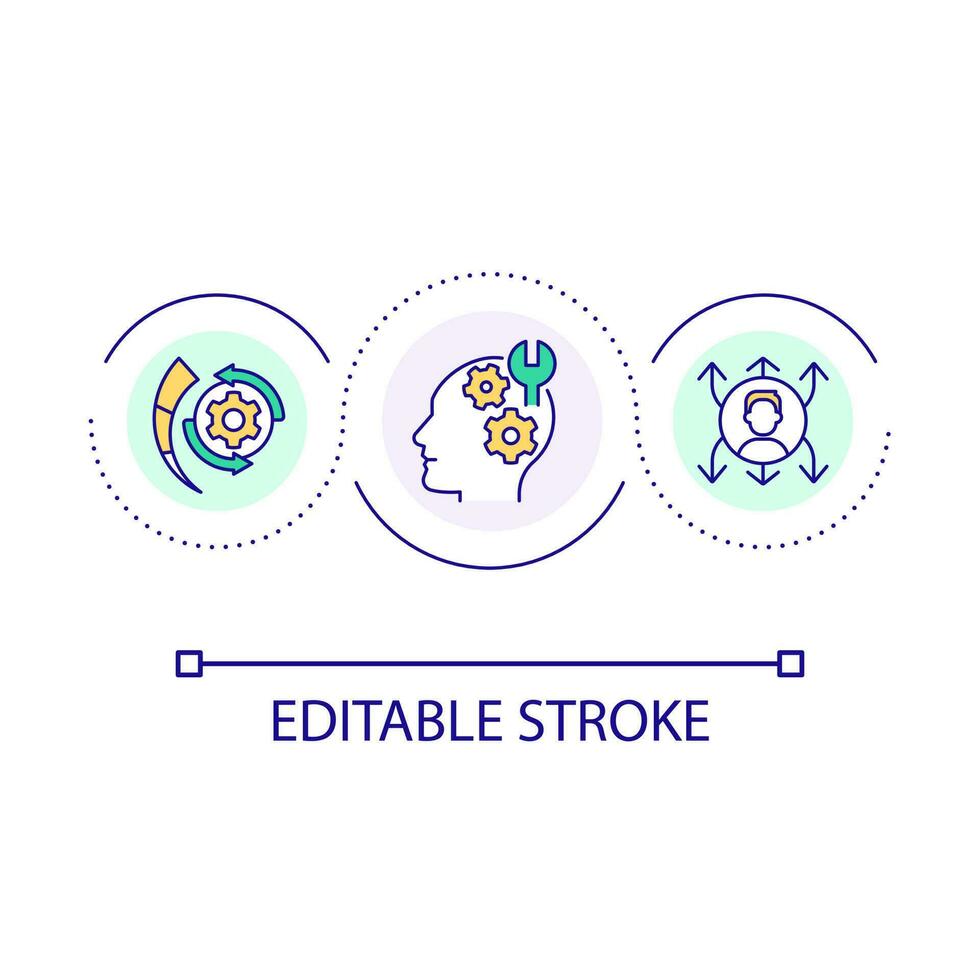 Growth mindset technique loop concept icon. Personal development process. Self improvement abstract idea thin line illustration. Isolated outline drawing. Editable stroke vector