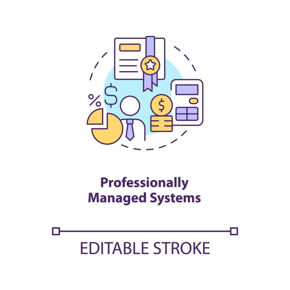 Professionally managed systems concept icon. Employee payroll type abstract idea thin line illustration. Isolated outline drawing. Editable stroke vector