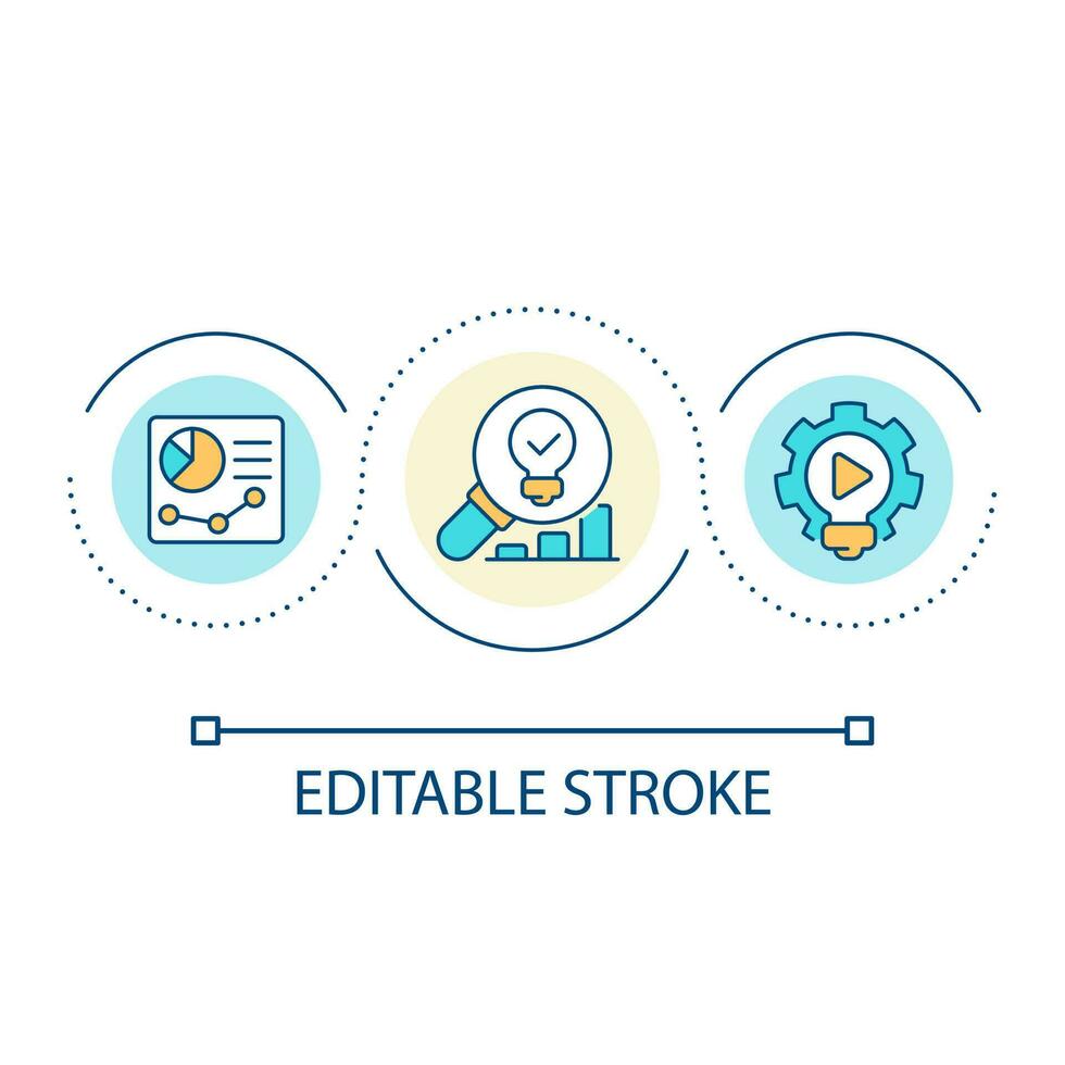 New video ideas research loop concept icon. Live streaming. Blog production. Content making process abstract idea thin line illustration. Isolated outline drawing. Editable stroke vector