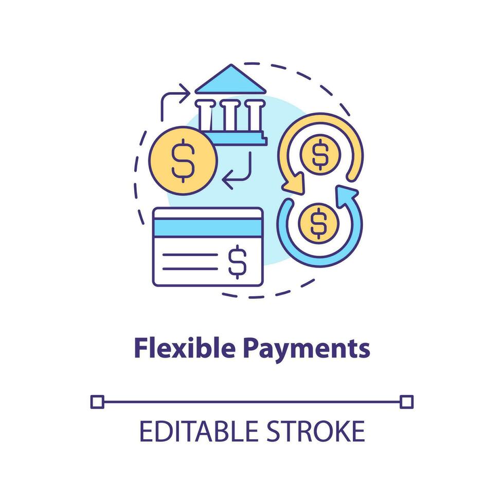 Flexible payments concept icon. Payroll management software benefit abstract idea thin line illustration. Isolated outline drawing. Editable stroke vector