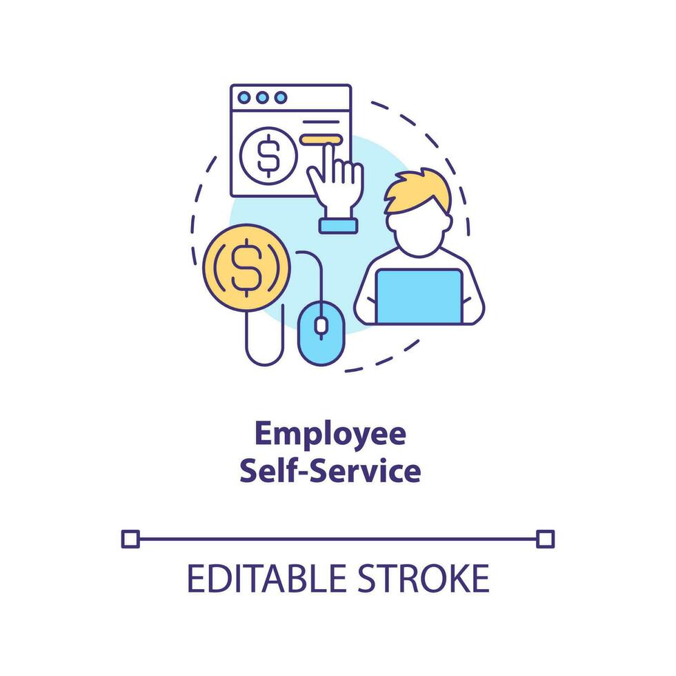 Employee self service concept icon. Payroll processing software advantage abstract idea thin line illustration. Isolated outline drawing. Editable stroke vector