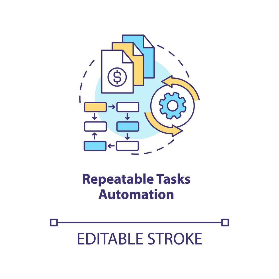 Repeatable tasks automation concept icon. Payroll processing software benefit abstract idea thin line illustration. Isolated outline drawing. Editable stroke vector