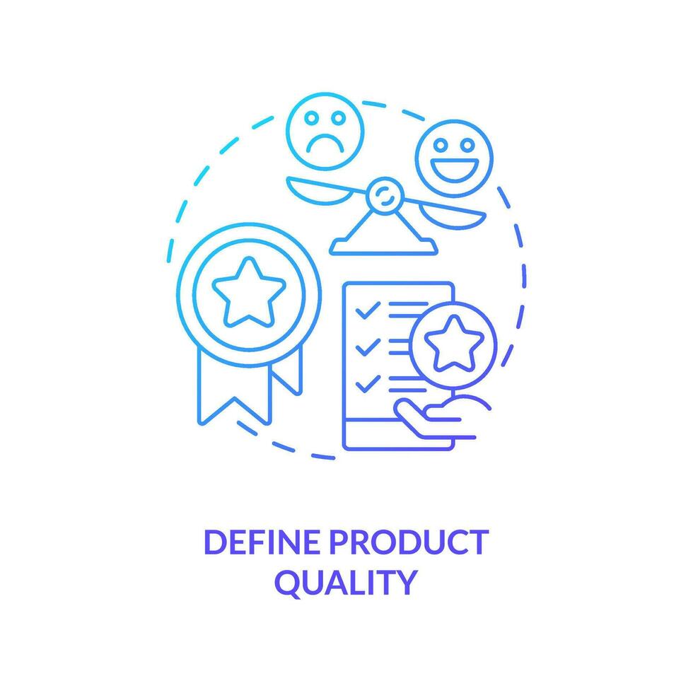 Define product quality blue gradient concept icon. Brand loyalty. Improving customer service abstract idea thin line illustration. Isolated outline drawing vector