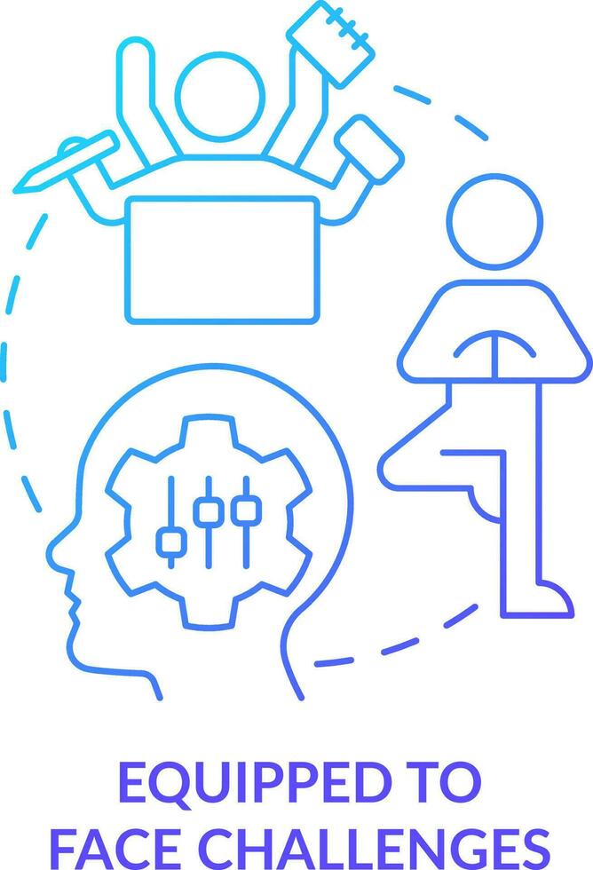 Equipped to face challenges blue gradient concept icon. Benefit of workplace adaptability abstract idea thin line illustration. Isolated outline drawing vector