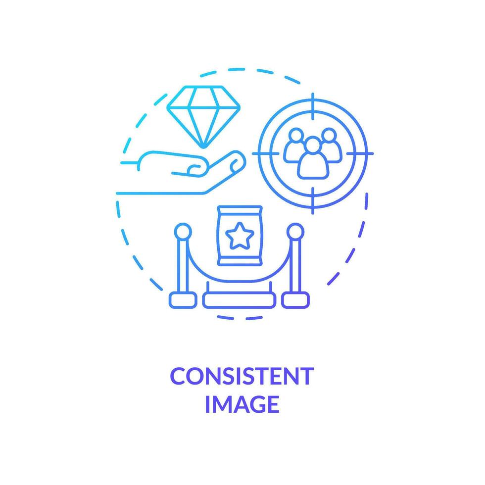 Consistent image blue gradient concept icon. Marketing strategy. Way to develop brand longevity abstract idea thin line illustration. Isolated outline drawing vector