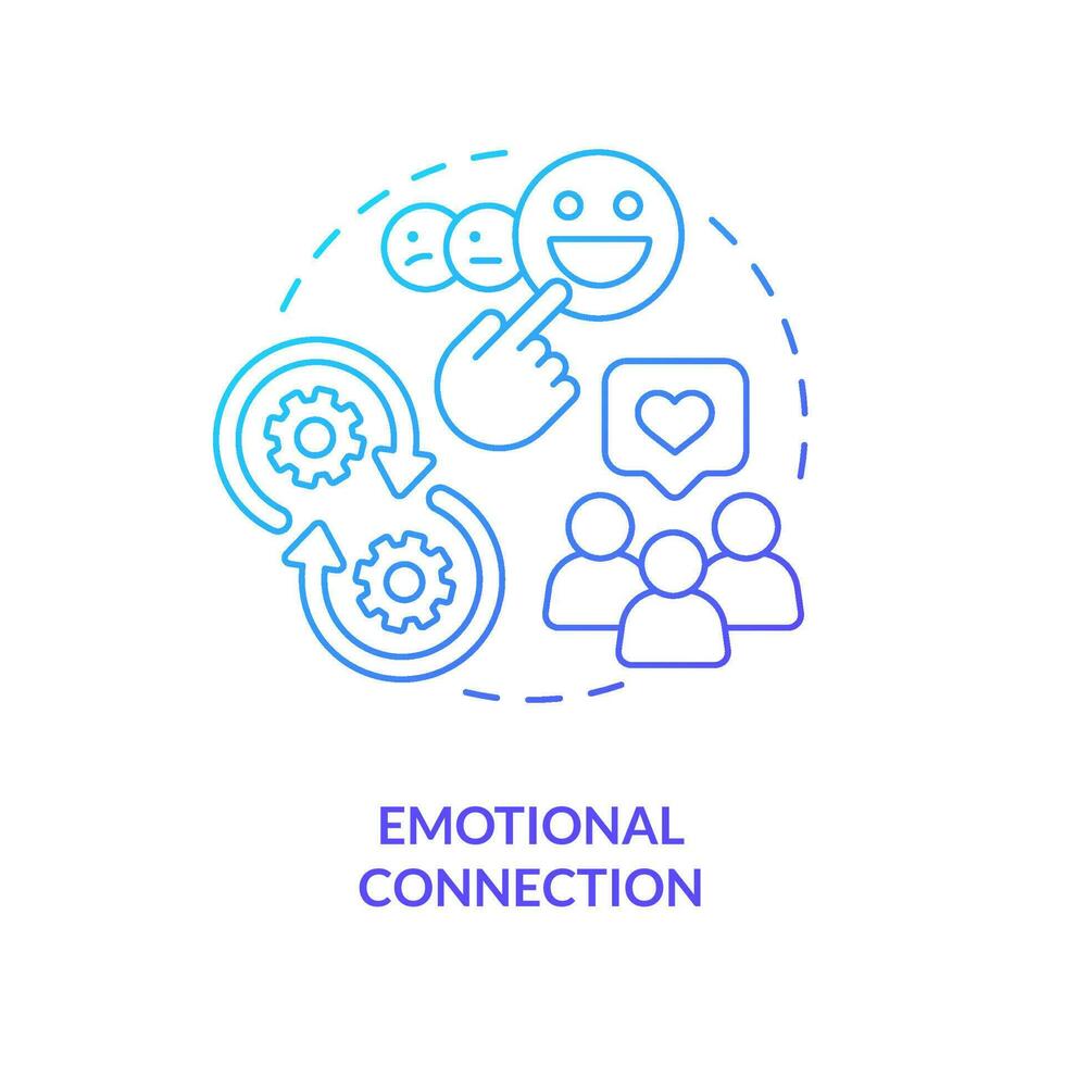 Emotional connection blue gradient concept icon. Customer care. Way to develop brand longevity abstract idea thin line illustration. Isolated outline drawing vector