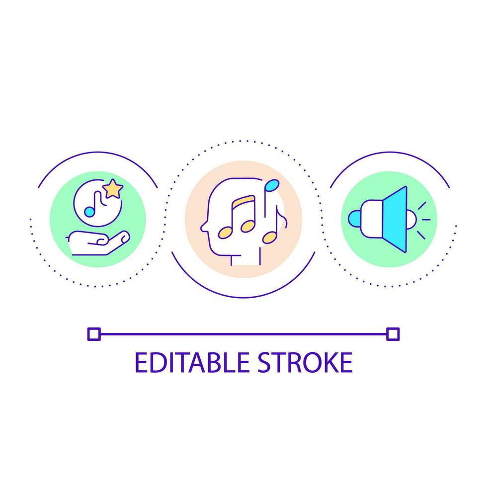 Music industry loop concept icon. Sound recording and manipulating in studio abstract idea thin line illustration. Sound effects. Isolated outline drawing. Editable stroke vector