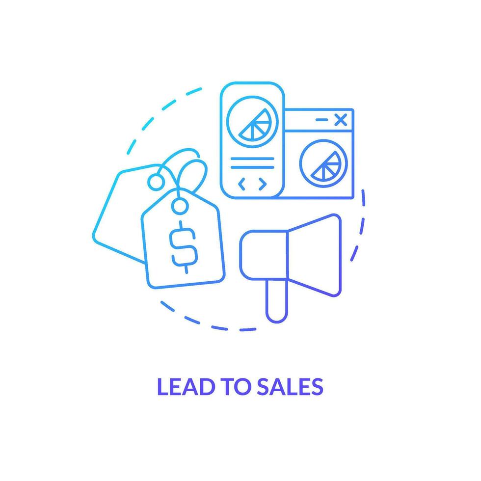 Lead to sales blue gradient concept icon. Customer engagement method. Website quality importance abstract idea thin line illustration. Isolated outline drawing vector