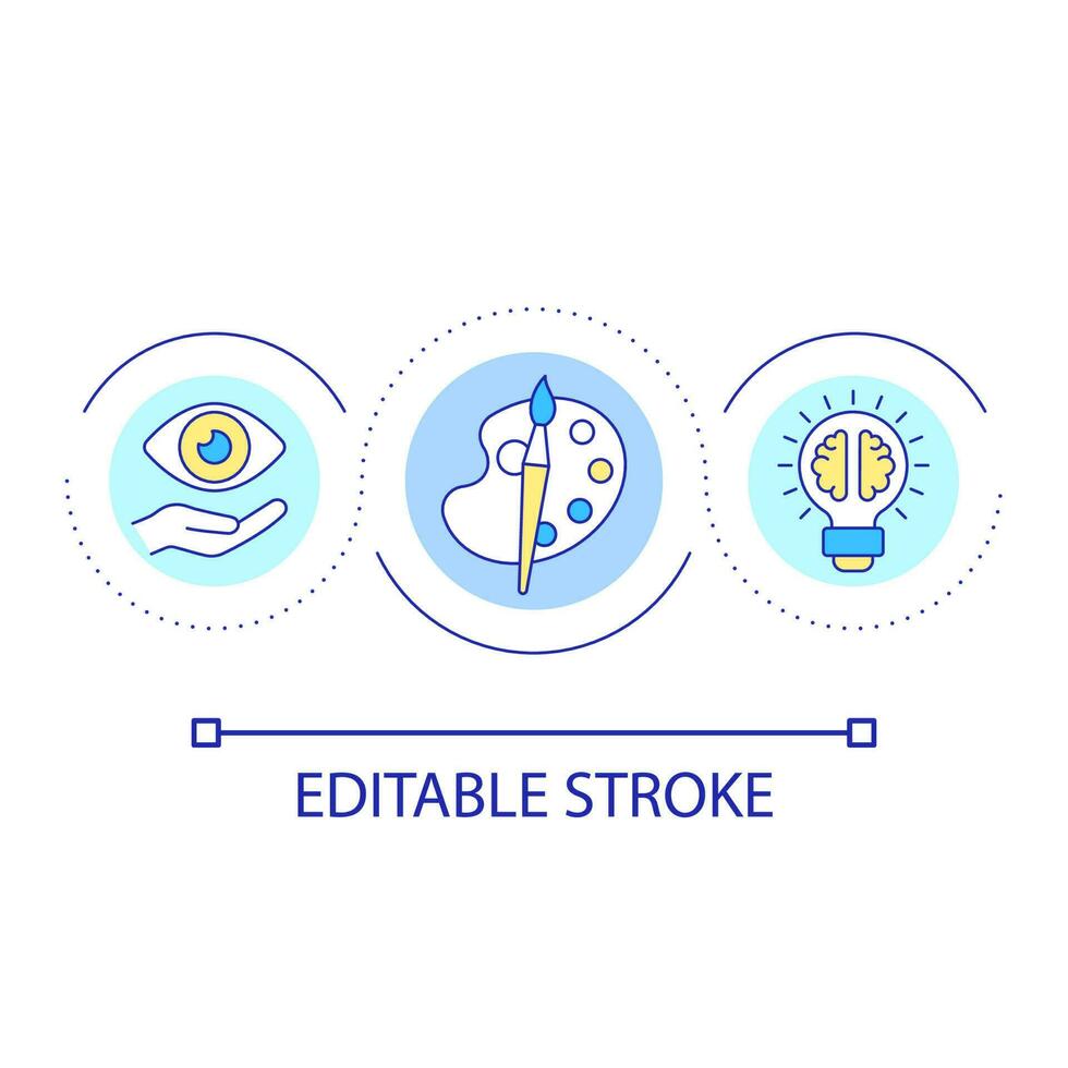 Painting and fine art loop concept icon. Artistic genius. Creative process abstract idea thin line illustration. Developing craft. Isolated outline drawing. Editable stroke vector