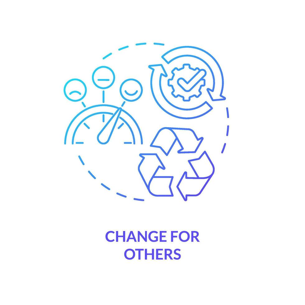 Change for others blue gradient concept icon. Brand longevity improving. Customer need knowing abstract idea thin line illustration. Isolated outline drawing vector