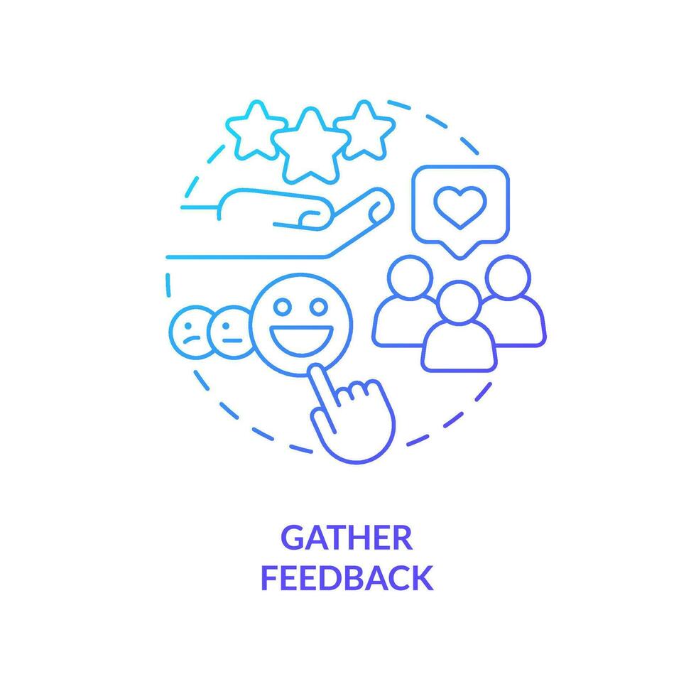 Gather feedback blue gradient concept icon. Consumers experience. Way to sustain your brand abstract idea thin line illustration. Isolated outline drawing vector