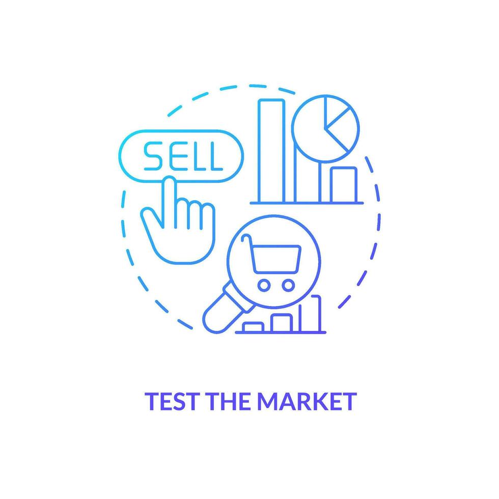 Test market blue gradient concept icon. Business data analytics. Way to sustain your brand abstract idea thin line illustration. Isolated outline drawing vector