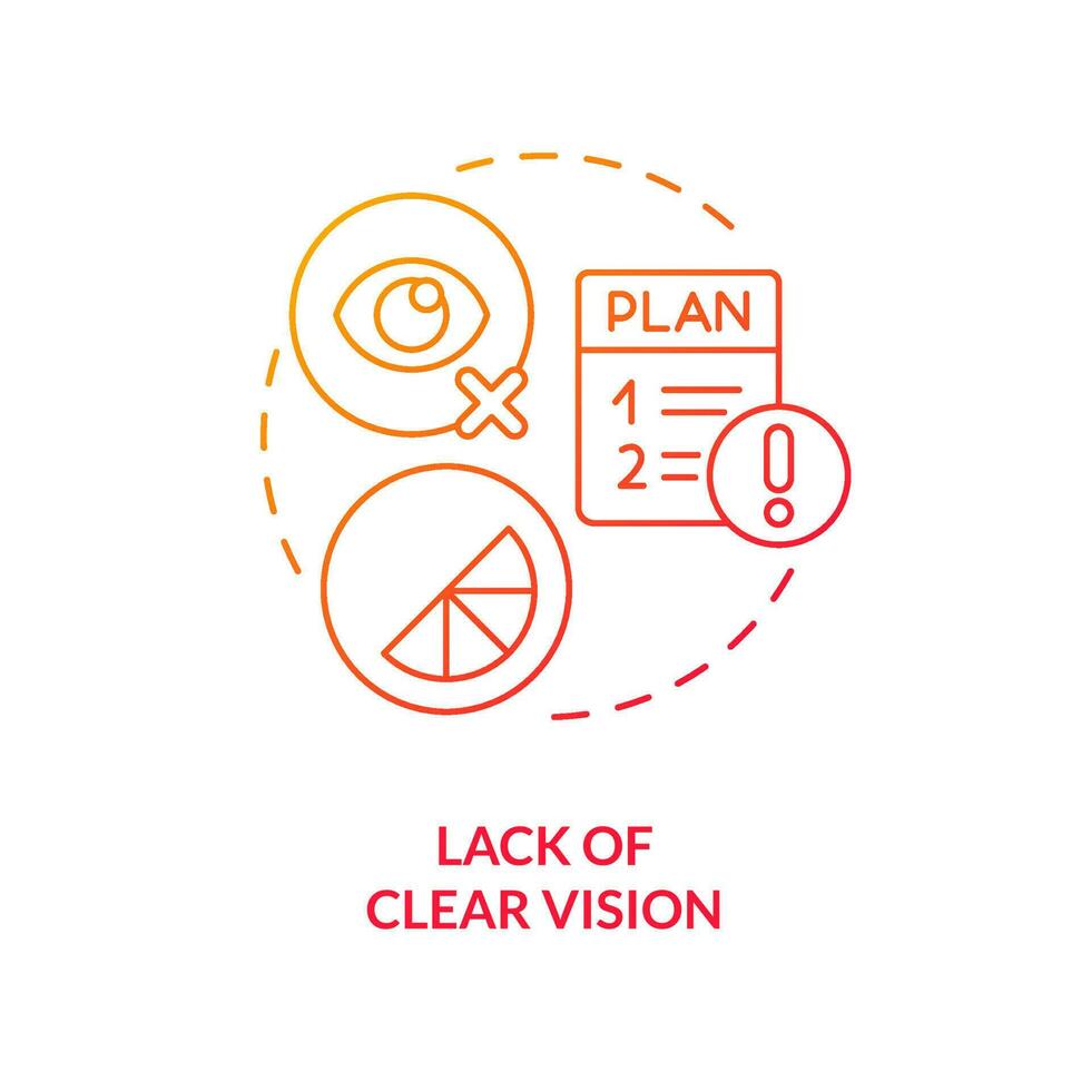 Lack of clear vision red gradient concept icon. Poor campaign planning. Brand longevity challenge abstract idea thin line illustration. Isolated outline drawing vector