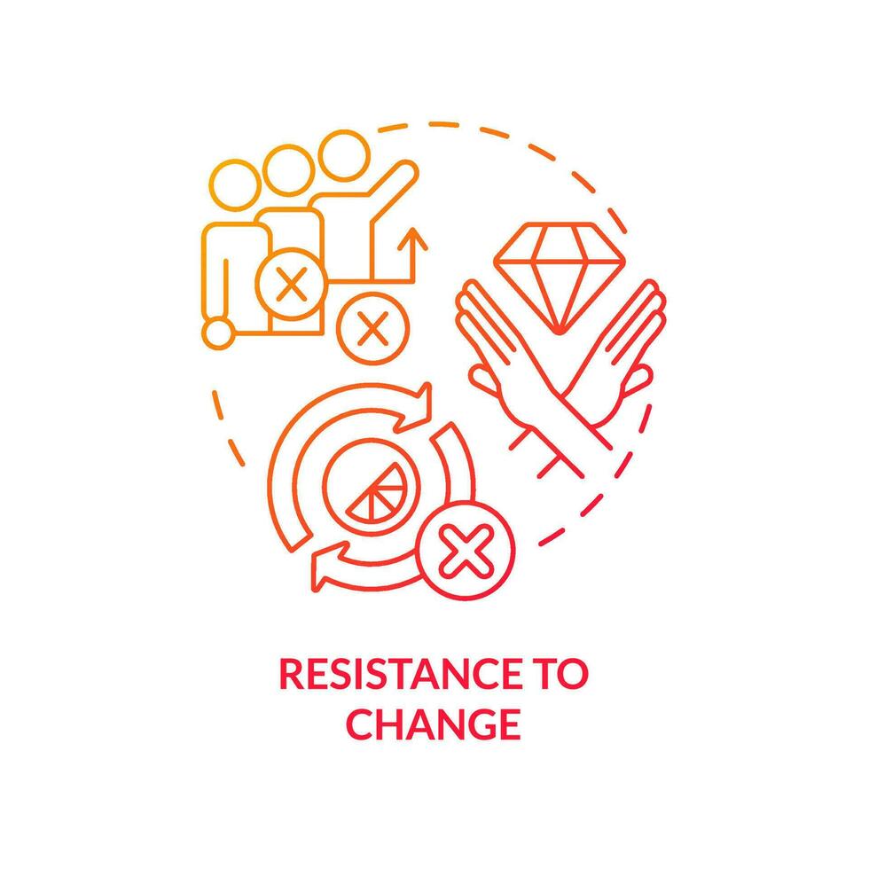 Resistance to change red gradient concept icon. Absent flexibility. Brand longevity challenge abstract idea thin line illustration. Isolated outline drawing vector