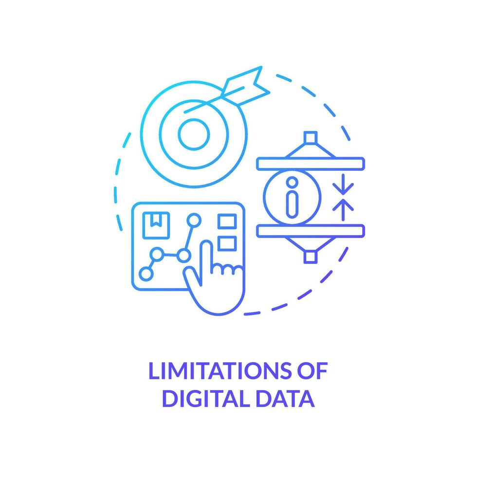 Limitations of digital data blue gradient concept icon. Avoid mistakes. Way to sustain your brand abstract idea thin line illustration. Isolated outline drawing vector