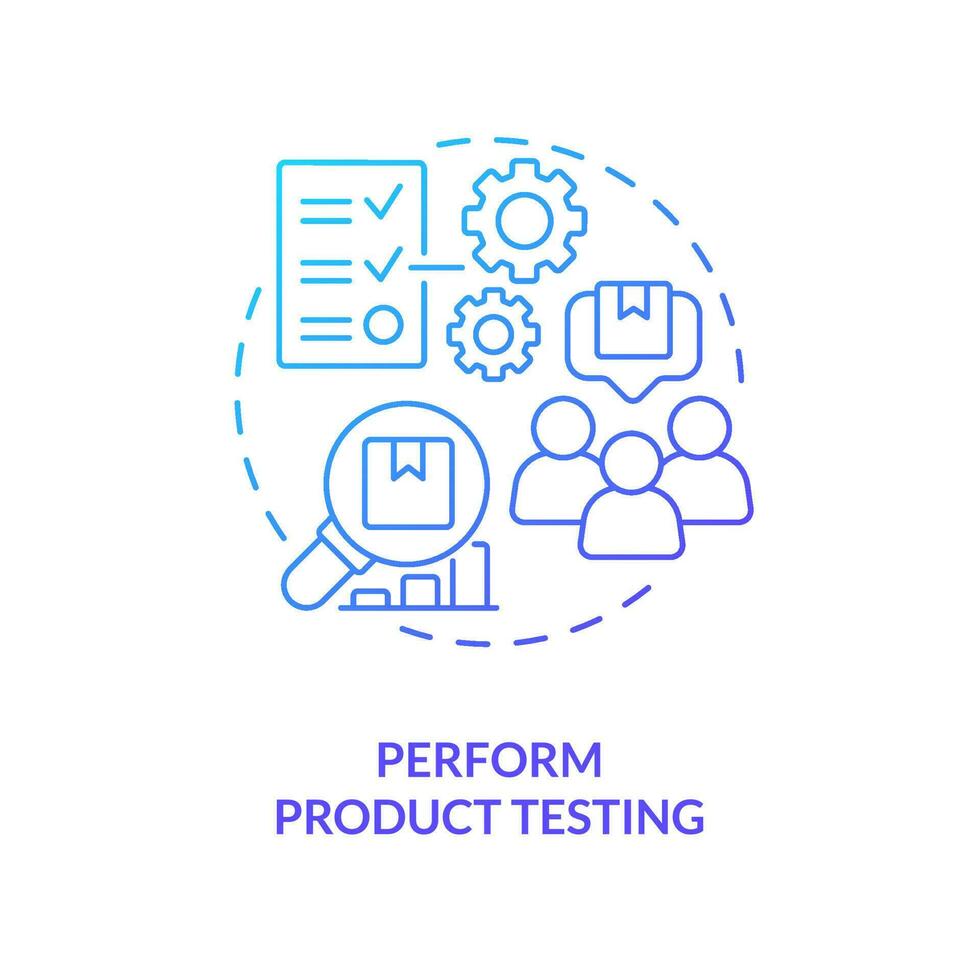Perform product testing blue gradient concept icon. Check offer. Improving customer service abstract idea thin line illustration. Isolated outline drawing vector