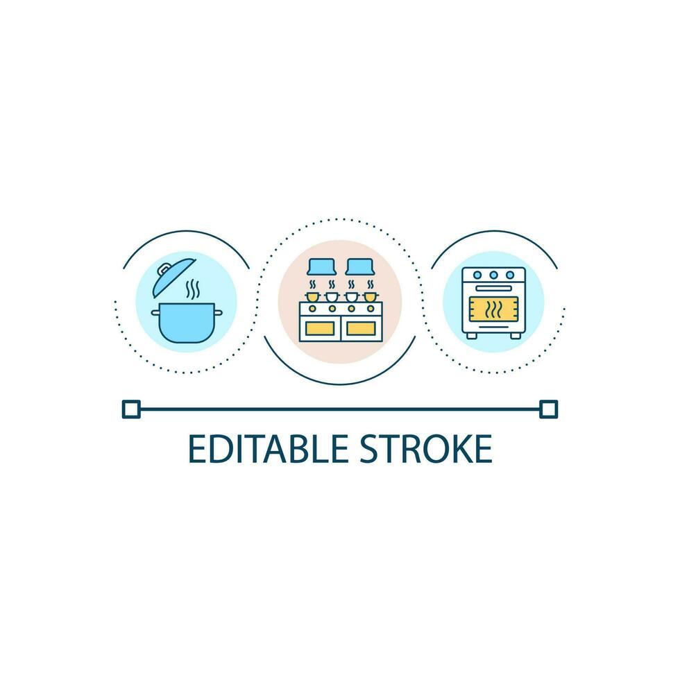 Down home cooking loop concept icon. Baking at kitchen. Preparing food. Making meal. Gastronomy abstract idea thin line illustration. Isolated outline drawing. Editable stroke vector