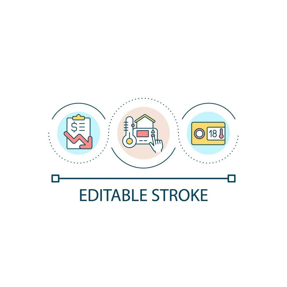 Thermostat problems loop concept icon. Heating system issues. Save bill