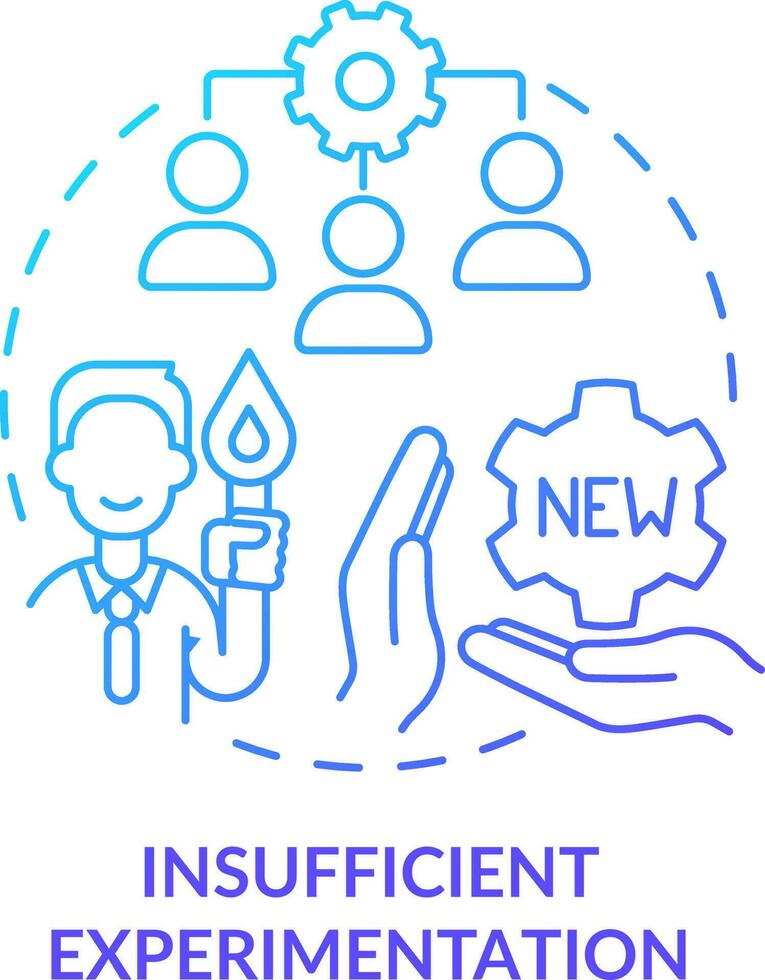 Insufficient experimentation blue gradient concept icon. Adaptability enemy in human resources abstract idea thin line illustration. Isolated outline drawing vector