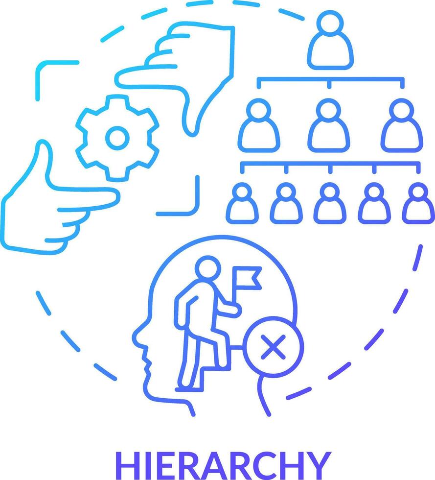 Hierarchy blue gradient concept icon. Discourage employees. Adaptability enemy in human resources abstract idea thin line illustration. Isolated outline drawing vector