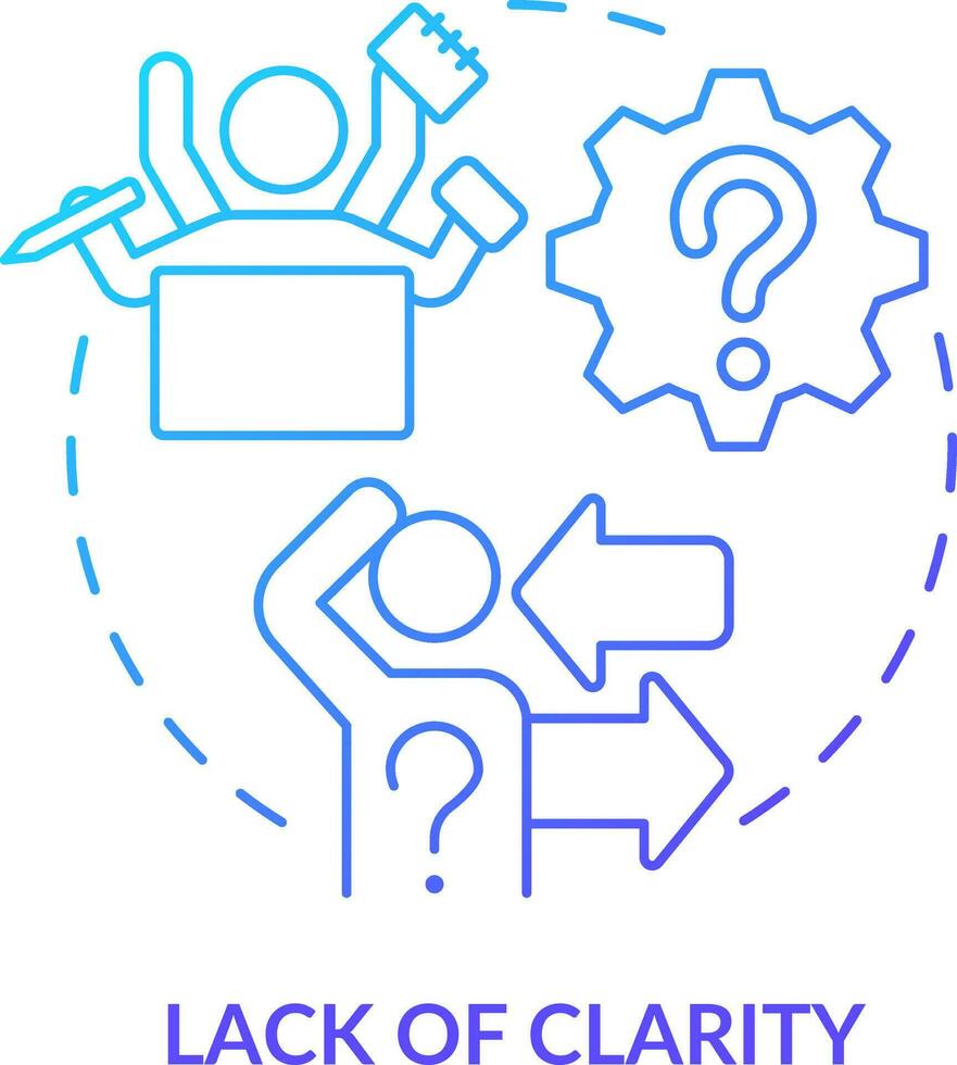 Lack of clarity blue gradient concept icon. Disorder and chaos. Barrier to change management abstract idea thin line illustration. Isolated outline drawing vector