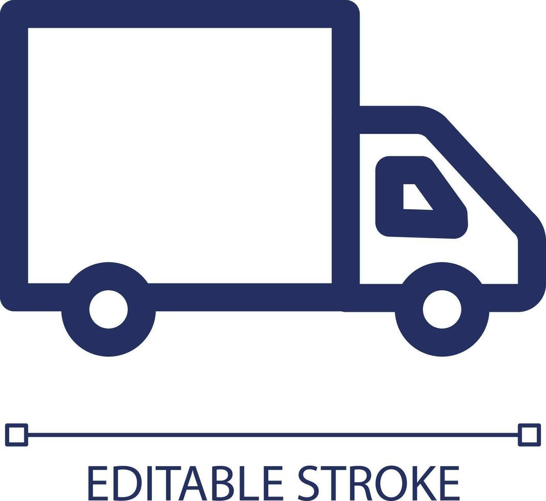 Delivery truck linear ui icon. Courier service. Heavy load transportation. GUI, UX design. Outline isolated user interface element for app and web. Editable stroke vector