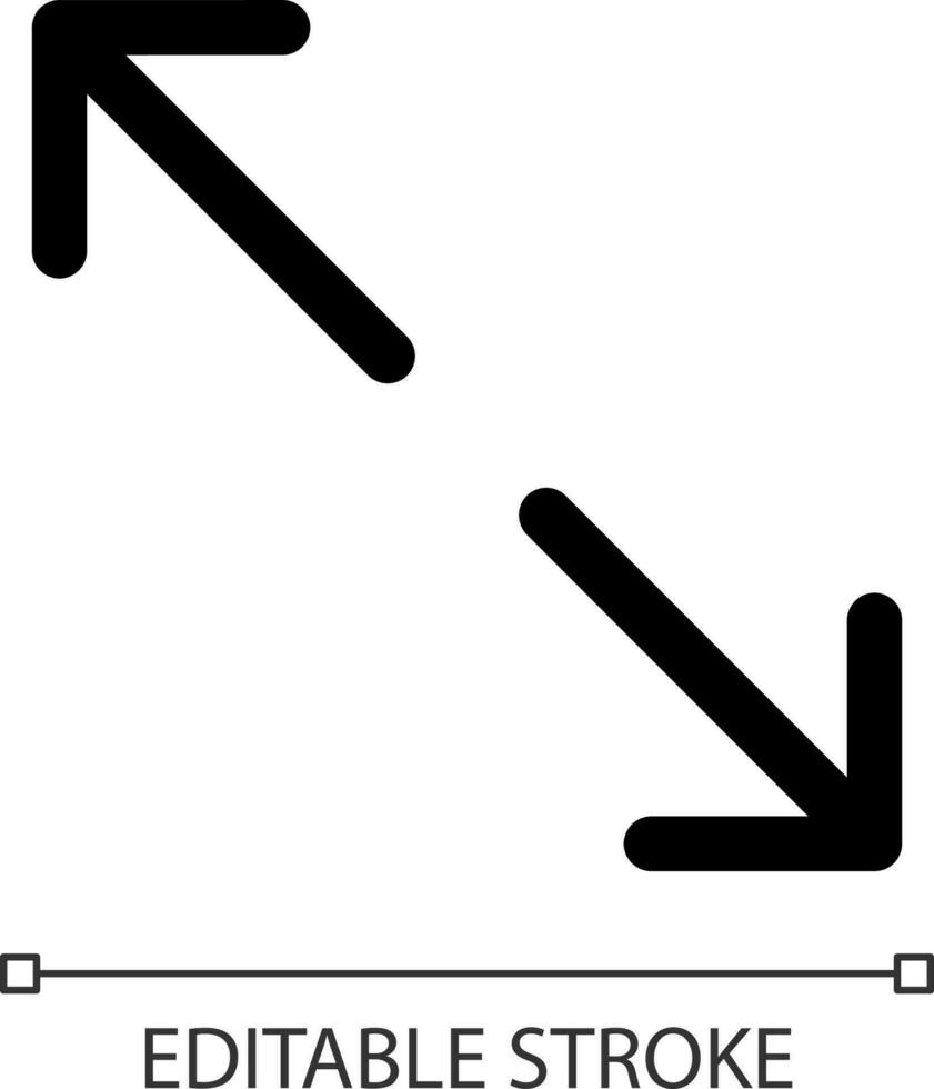 Enlargement white linear ui icon. Full size screen. Multimedia player control. GUI, UX design. Outline isolated user interface element for app and web. Editable stroke vector