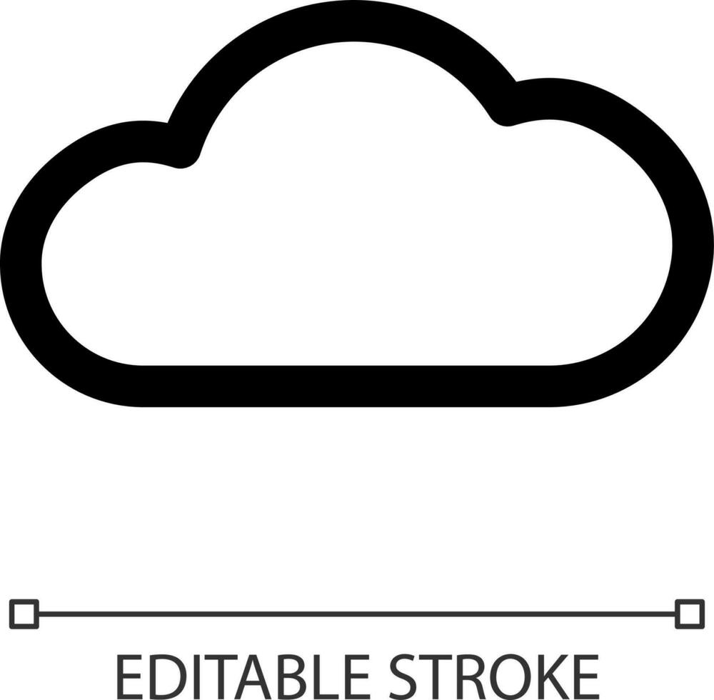 Cloud white linear ui icon. Weather condition forecast. Internet data storage. GUI, UX design. Outline isolated user interface element for app and web. Editable stroke vector