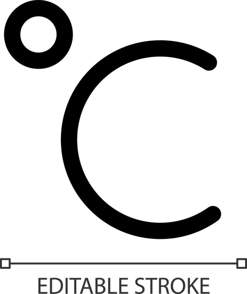 Celsius temperatura escala blanco lineal ui icono. medición temperatura instrumento. interfaz gráfica de usuario, ux diseño. contorno aislado usuario interfaz elemento para aplicación y web. editable carrera vector