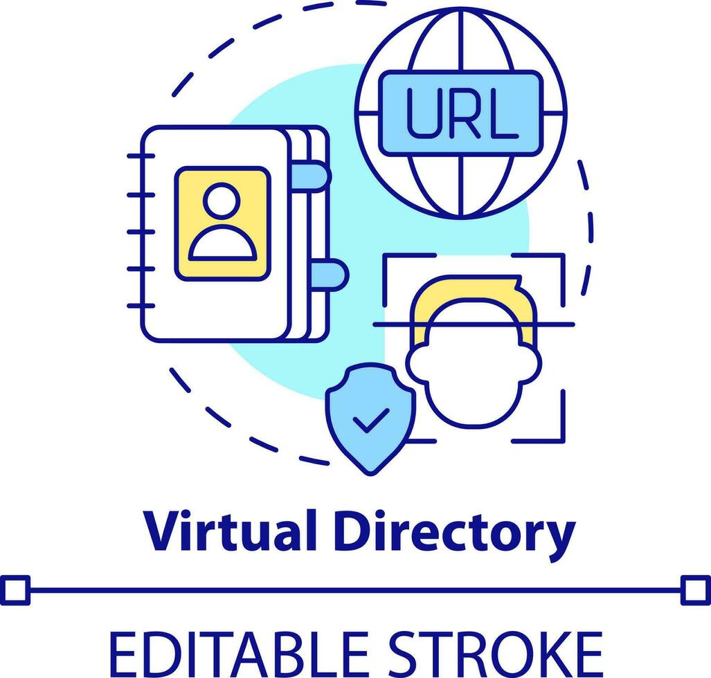 Virtual directory concept icon. Directory service abstract idea thin line illustration. Middleware application. Isolated outline drawing. Editable stroke vector
