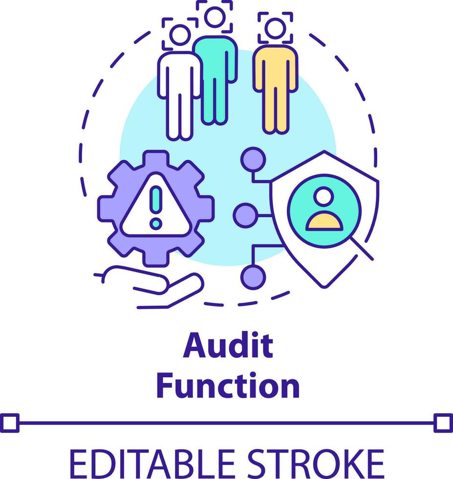 Audit function concept icon. Identity management process abstract idea thin line illustration. Monitoring user behaviour. Isolated outline drawing. Editable stroke vector