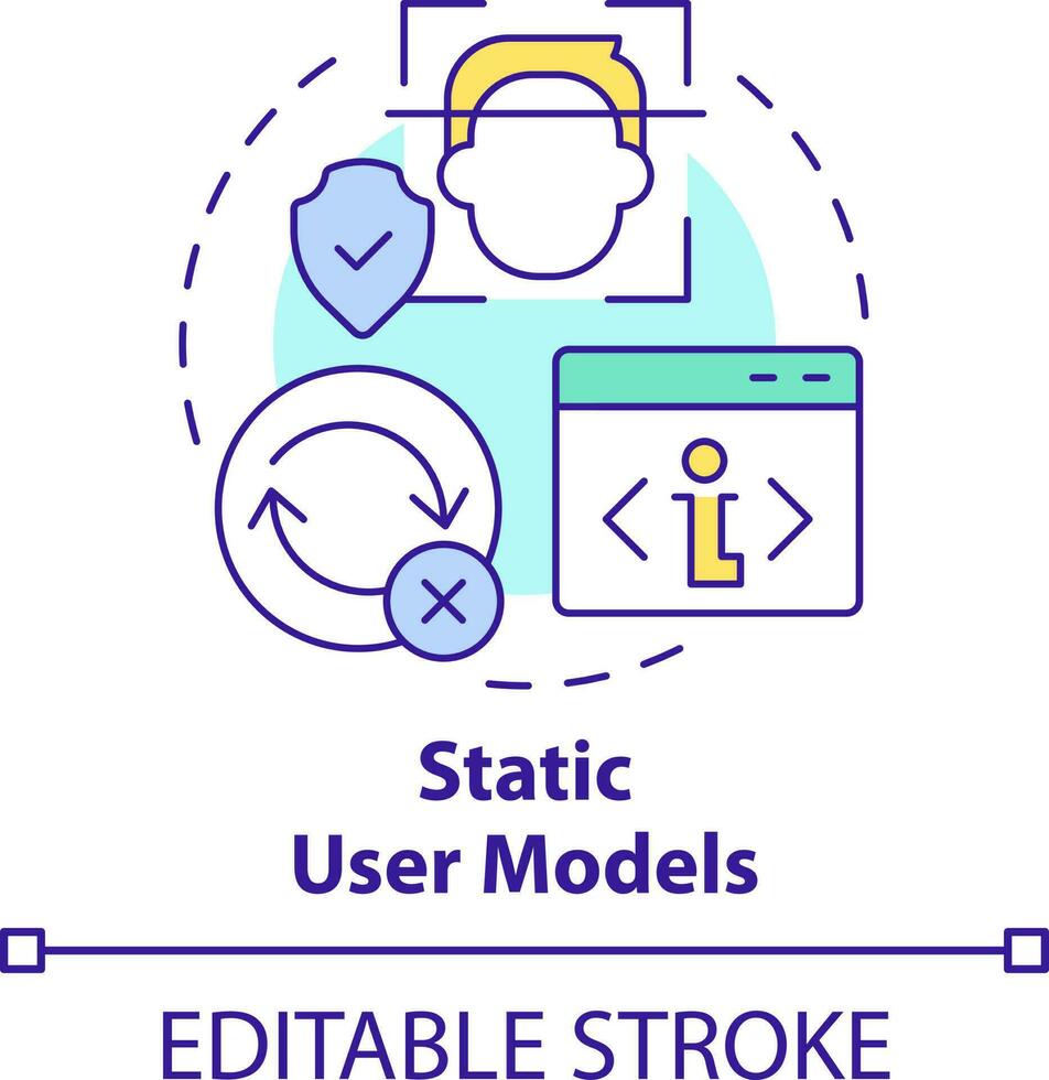 Static user models concept icon. Human-computer interaction abstract idea thin line illustration. User behavior pattern. Isolated outline drawing. Editable stroke vector