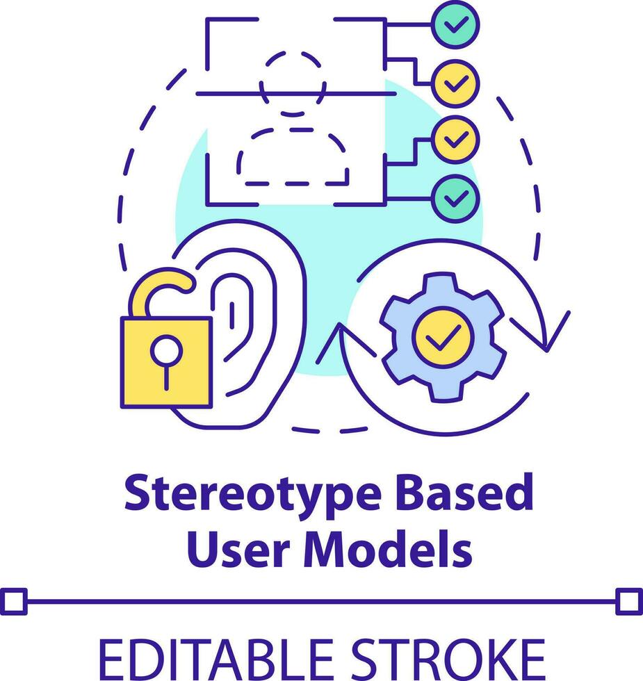 Stereotype based user models concept icon. Modeling system abstract idea thin line illustration. Stereotypical approach. Isolated outline drawing. Editable stroke vector