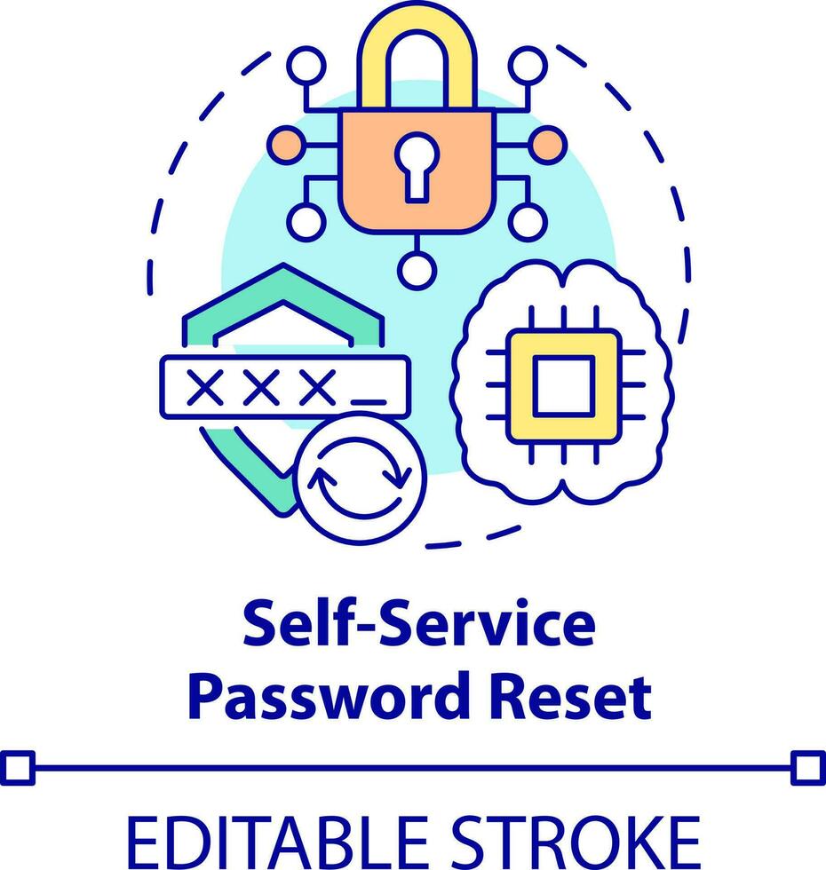 Self-service password reset concept icon. Management abstract idea thin line illustration. Password recovery software. Isolated outline drawing. Editable stroke vector