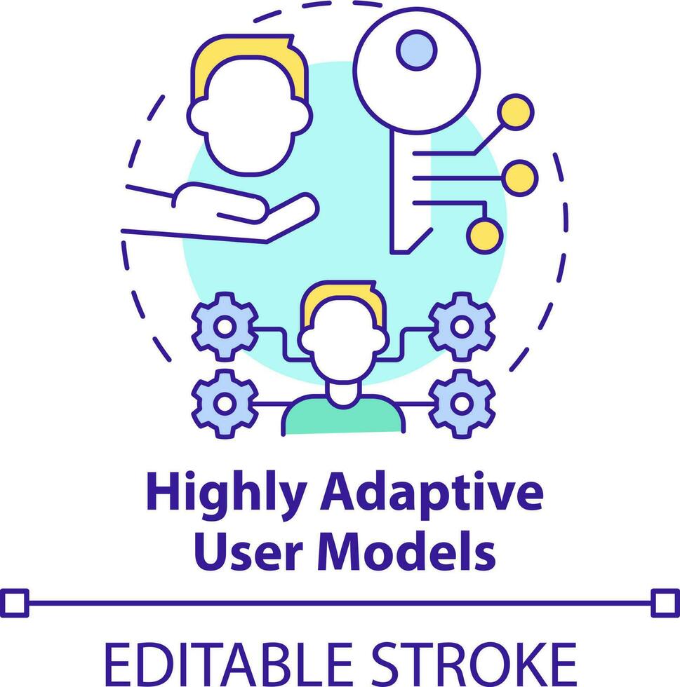 Highly adaptive user models concept icon. Human-computer interaction abstract idea thin line illustration. User modeling. Isolated outline drawing. Editable stroke vector