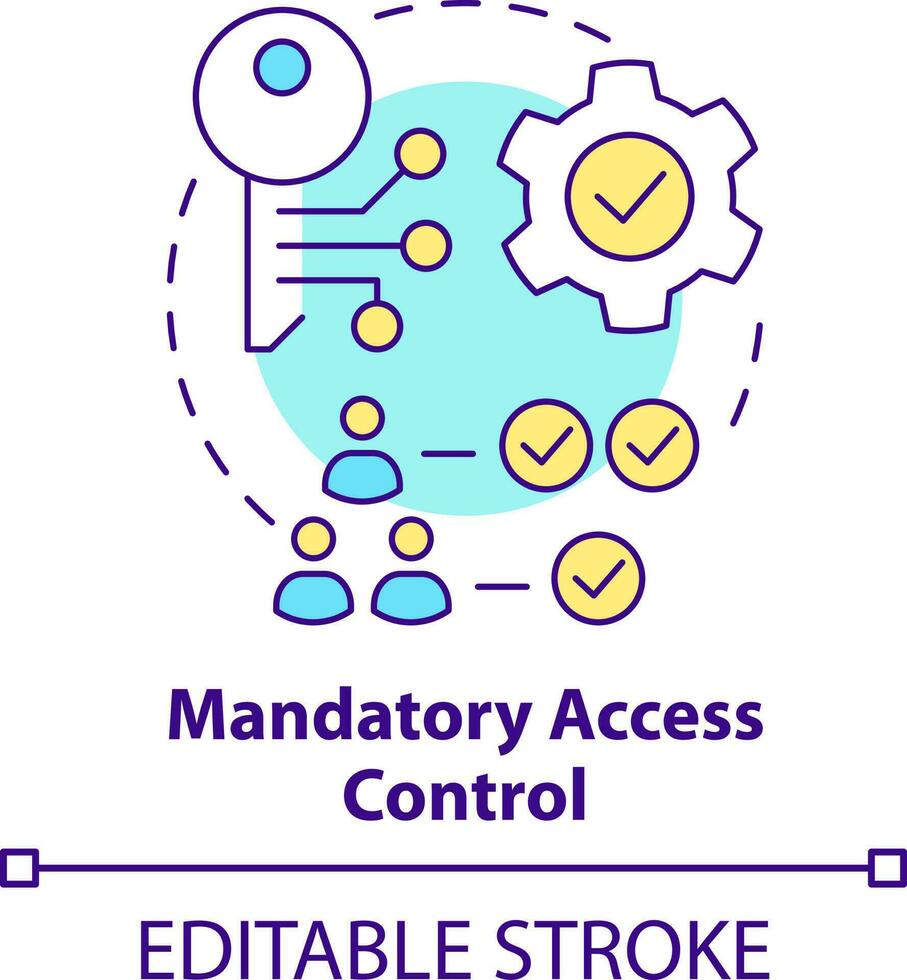 Mandatory access control concept icon. Security management abstract idea thin line illustration. Permissions levels. Isolated outline drawing. Editable stroke vector