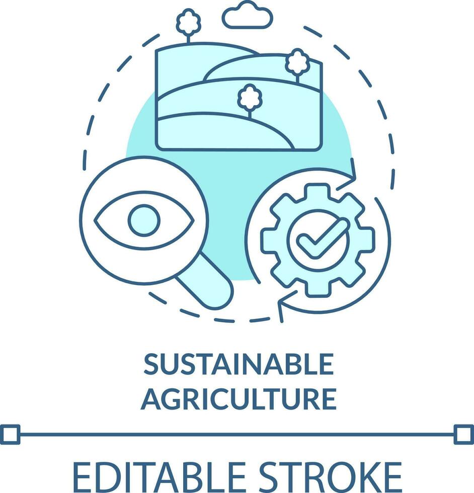 Sustainable agriculture turquoise concept icon. Increasing farming productivity abstract idea thin line illustration. Isolated outline drawing. Editable stroke vector