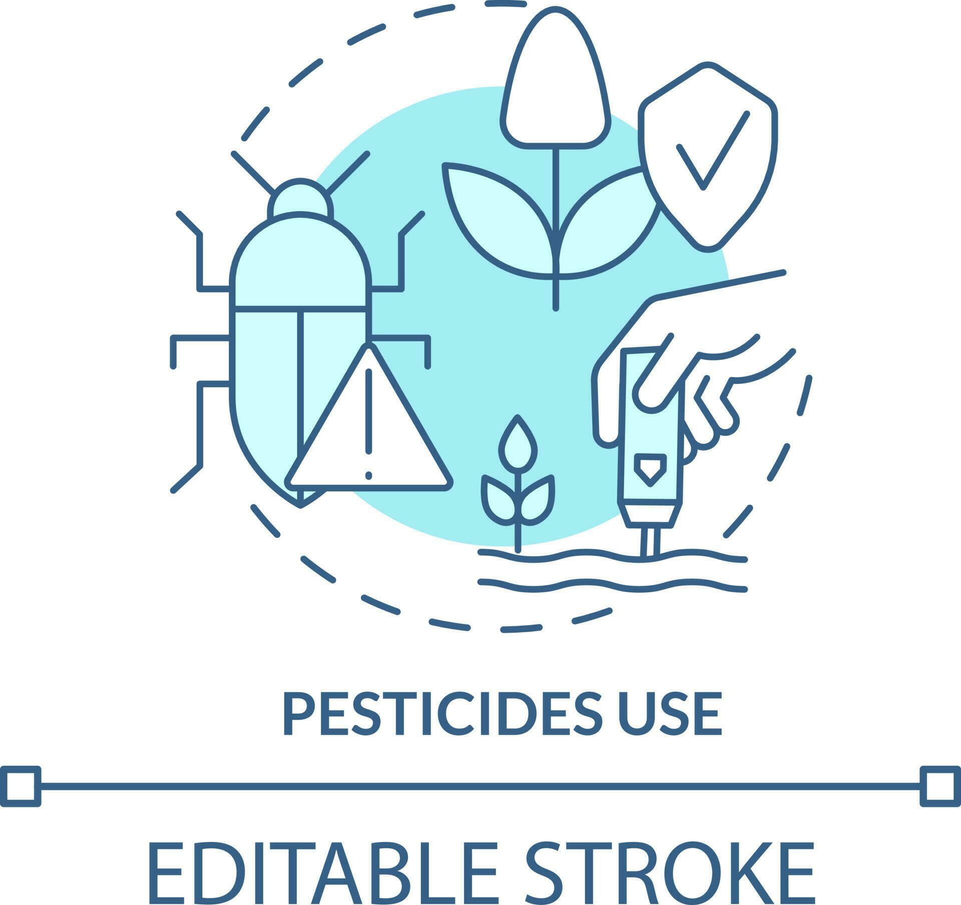 Pesticides use turquoise concept icon. Pests control. Agricultural
