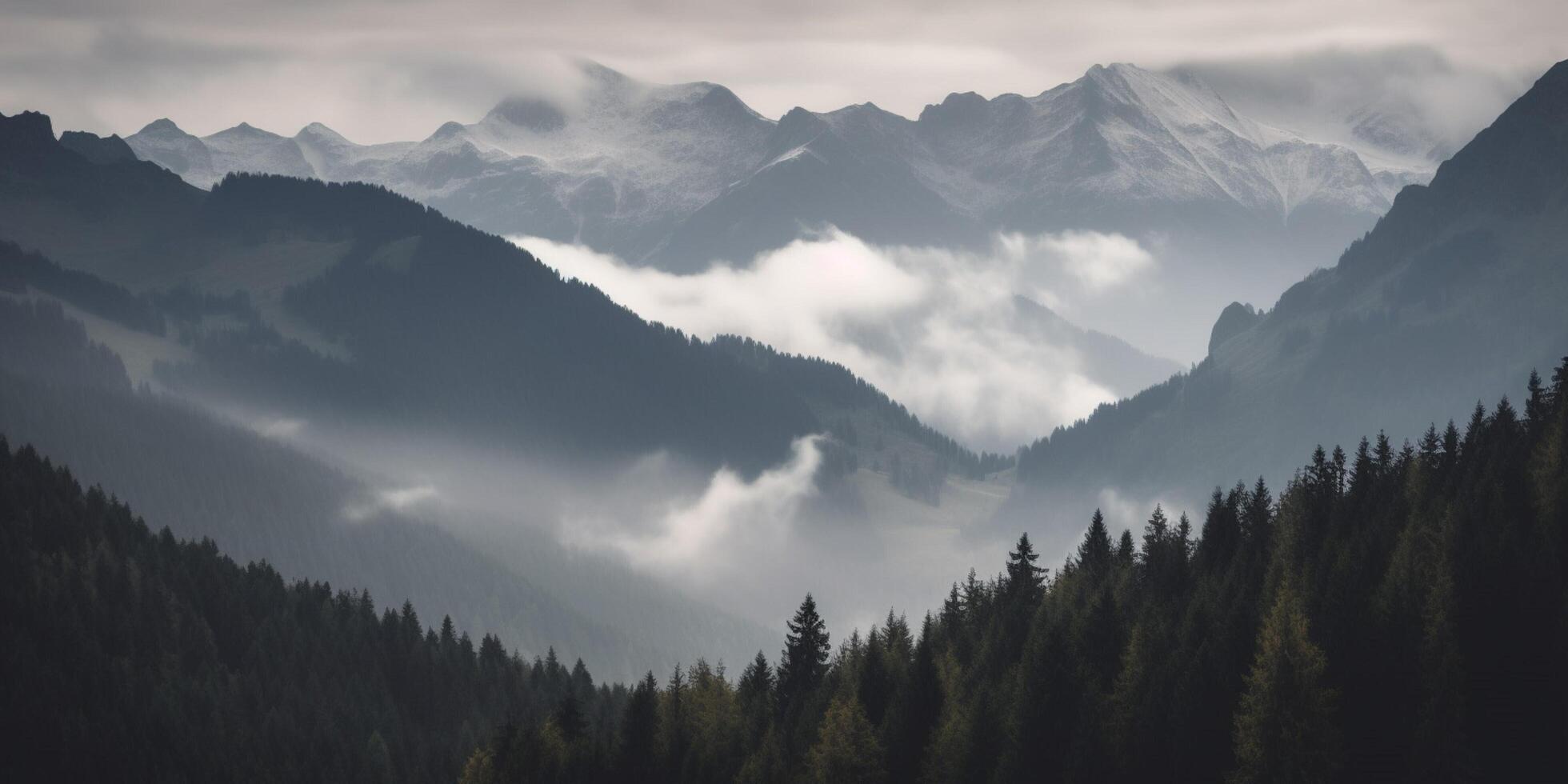 Misty mountains landscape photo